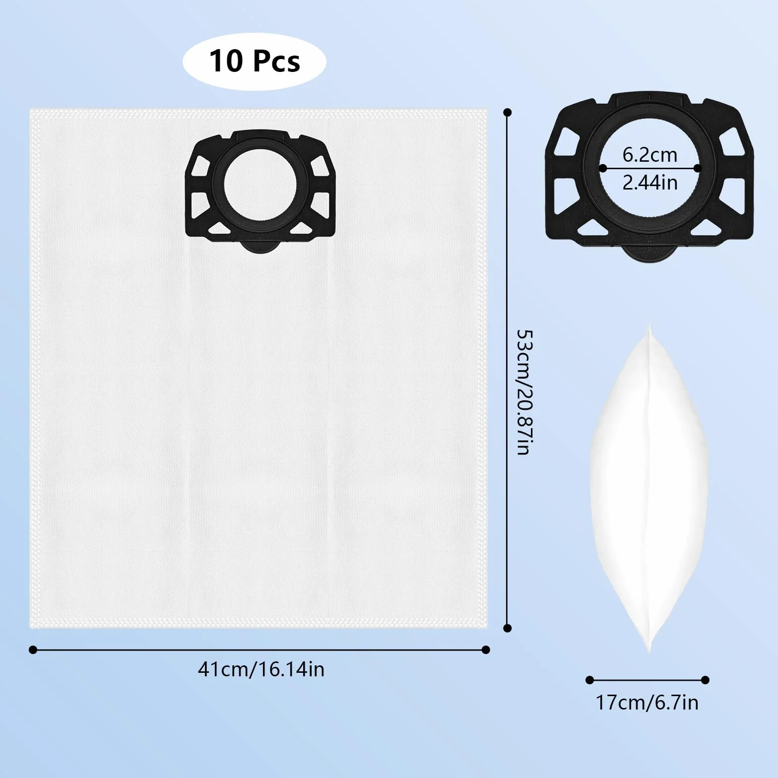 10 Pezzi KFI 487 Sacchetti per Aspirapolvere Compatibile con Kärcher WD4 WD5 WD6 WD5P WD6P MV4 MV5 MV6 SW 5.100 SE 6.100 Sacchetti Filtro di Ricambio Compatibile con Kärcher 2.863-006.0