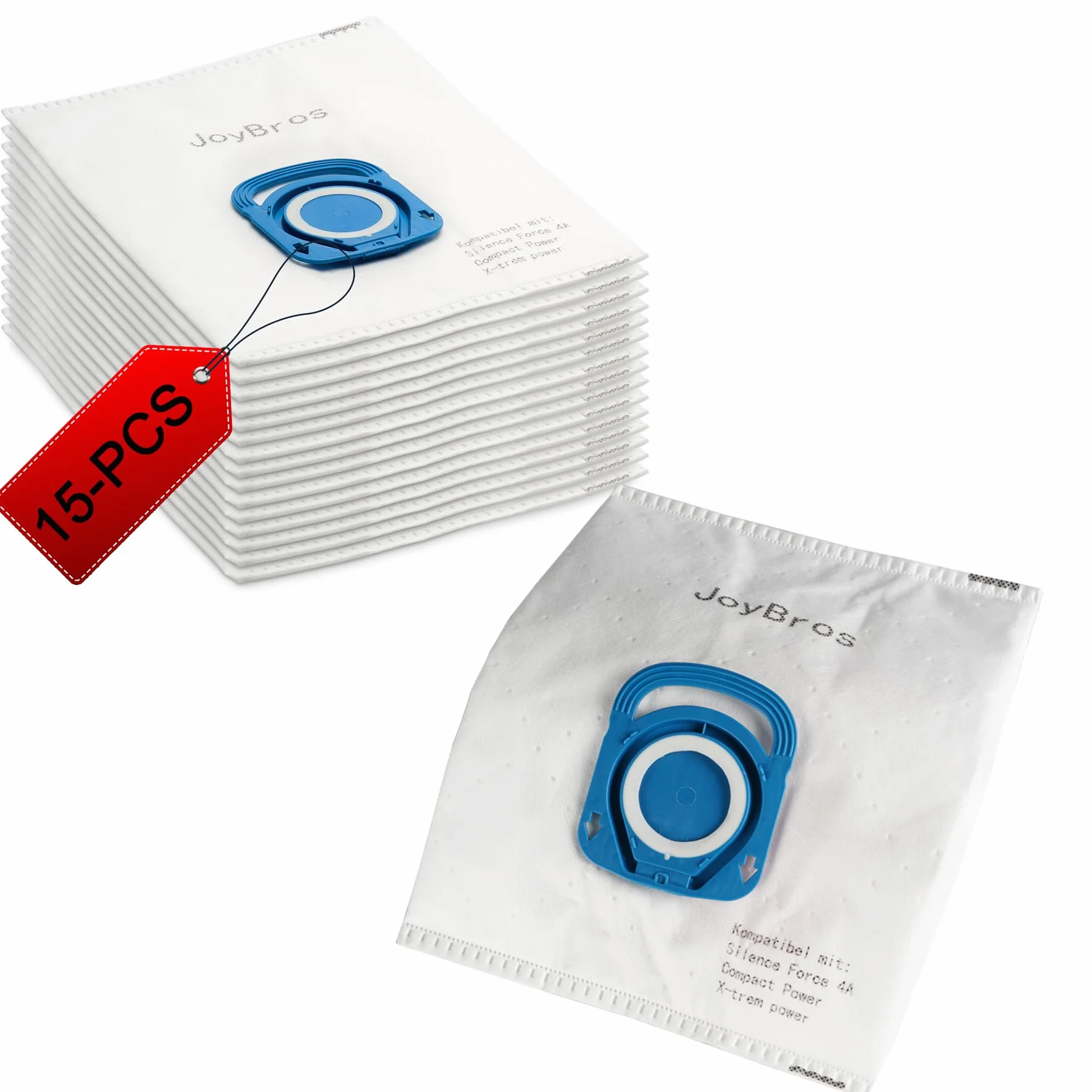 15-Pack Sacchetti per Rowenta Power xxl Silence Force Green Force Max Hygiene + RO3126 RO3143 RO3950 ZR200520 ZR200720 Compact Power Sacchetto