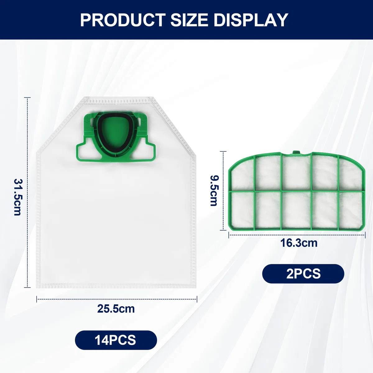 14 Sacchetti per Vorwerk VK200 FP200 Sacchetti per Aspirapolvere, Sacchetti Aspirapolvere per Vorwerk VK200 e 2 Filtri HEPA, Sacchetto per la Polvere in Microfibra