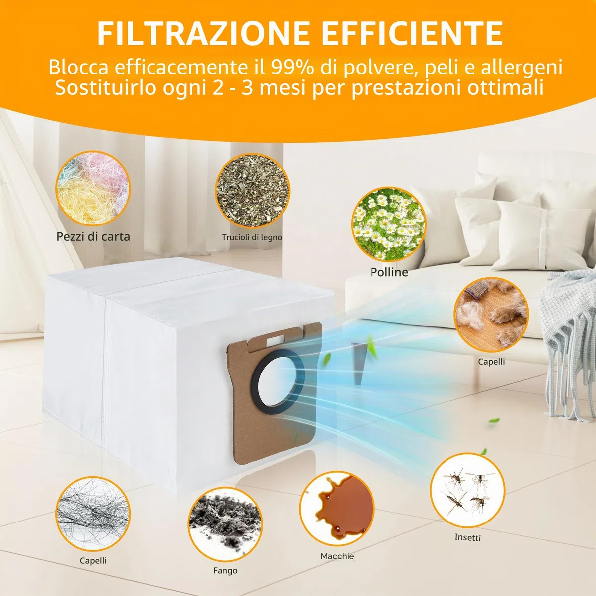 Confezione da 16 sacchetti per la polvere per Dreame L10s Ultra / L10 Ultra / L20 Ultra, per Xiaomi X10+ / X20+, grande capacità 2,5L, adatti per il set di accessori per sacchetti per Xiaomi e Dreame