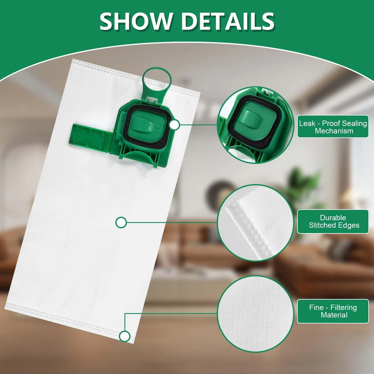 12 sacchetti per la polvere adatti per Vorwerk Kobold VK140, VK150, FP140, FP150 + 2 filtri. Sacchetti filtranti in microfibra ad alta efficienza, resistenti allo strappo e all'abrasione