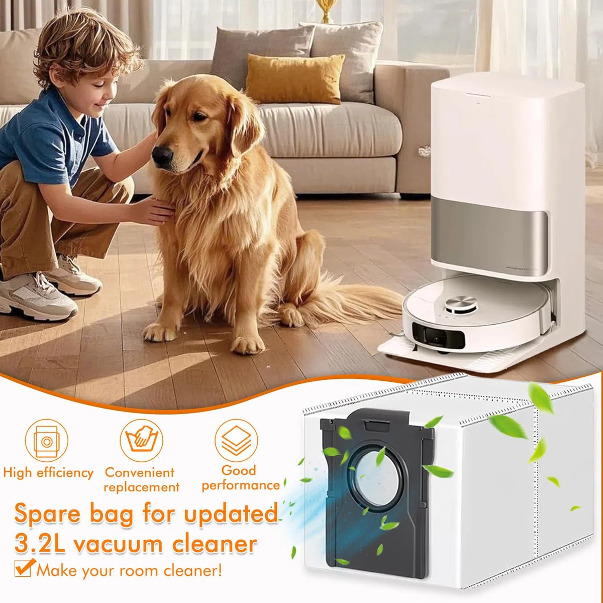 16 Sacchetti Compatibili con DreameL10s Ultra Gen 3/ L10s Ultra Gen 2/ L40/ L50/ L40s/ L50s Pro Ultra/ X50 Ultra/ X40/ Aqua10/ Mova E40 E30 Z60 Z50 Ultra/ P50 Pro Ultra Aspirapolvere