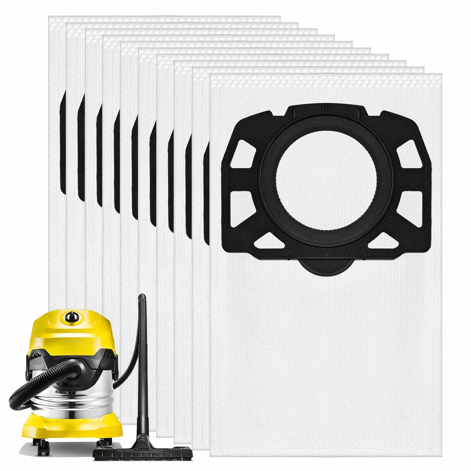 10 Pezzi KFI 487 Sacchetti per Aspirapolvere Compatibile con Kärcher WD4 WD5 WD6 WD5P WD6P MV4 MV5 MV6 SW 5.100 SE 6.100 Sacchetti Filtro di Ricambio Compatibile con Kärcher 2.863-006.0