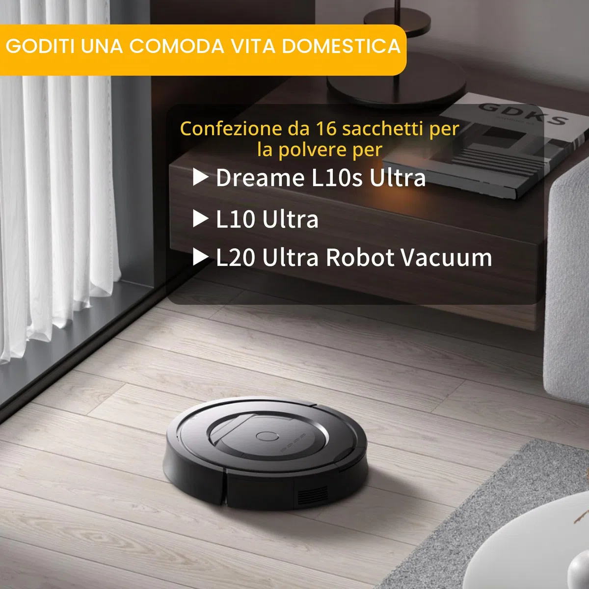 Confezione da 16 sacchetti per la polvere per Dreame L10s Ultra / L10 Ultra / L20 Ultra, per Xiaomi X10+ / X20+, grande capacità 2,5L, adatti per il set di accessori per sacchetti per Xiaomi e Dreame