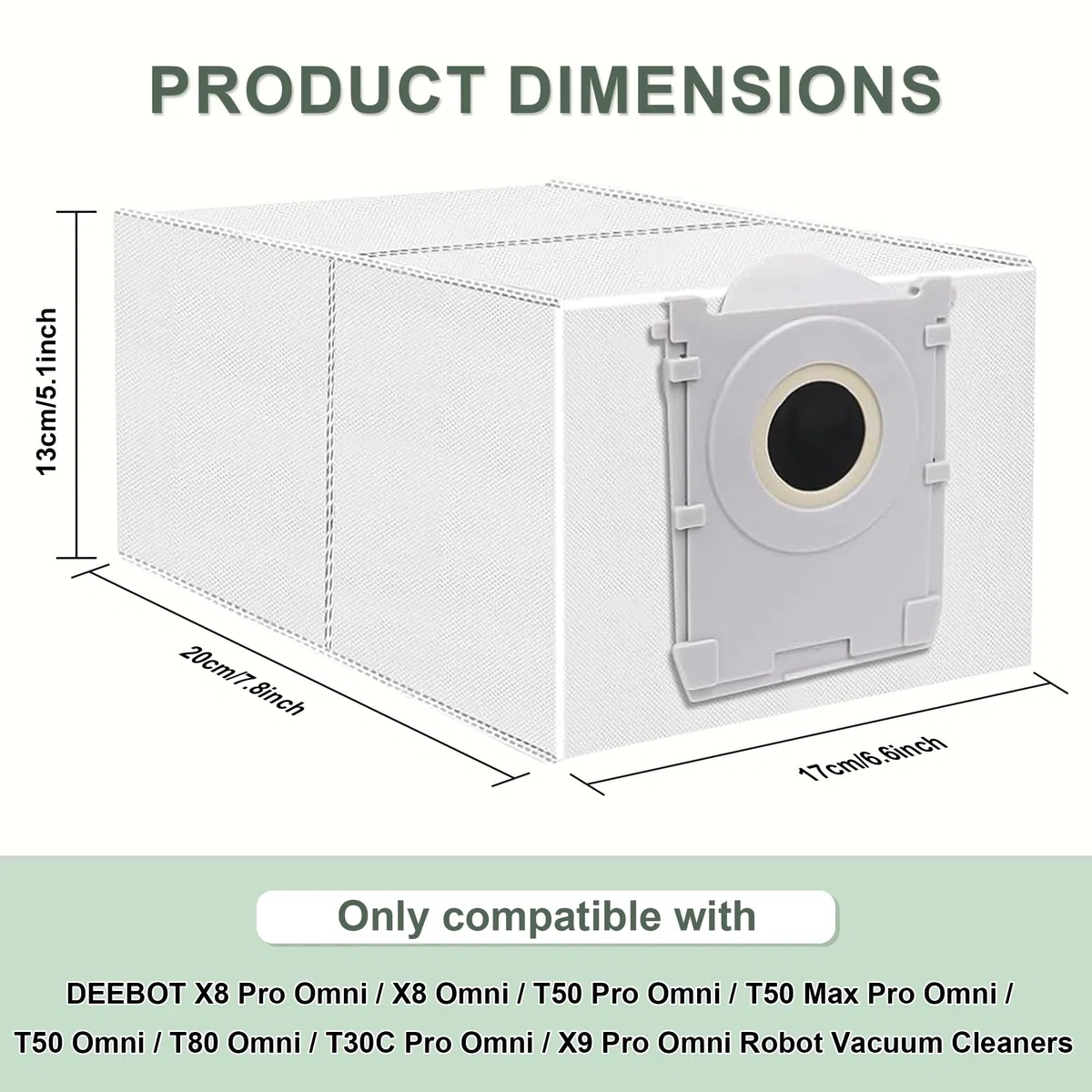 14 Sacchetti per Ecovacs DEEBOT X9 Pro/X8 Omni, T50/T50 Max/T50 Pro Omni, T80 Omni, T30C Pro Omni Aspirapolvere,Accessori per Sacchetti per Carbone Attivo