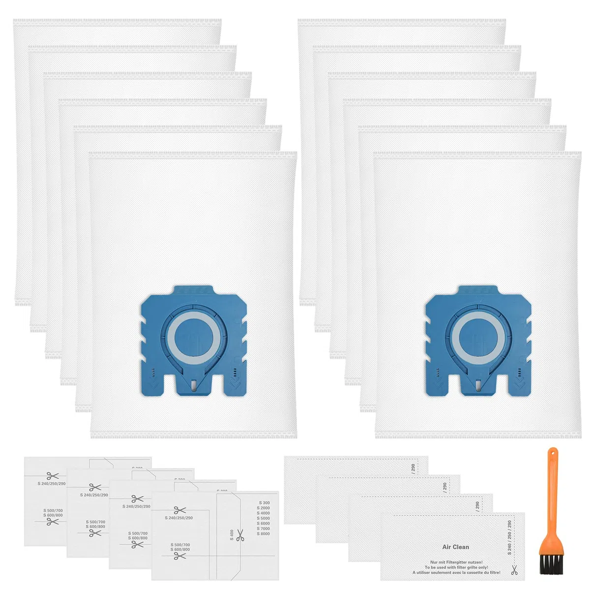 12 Sacchetti per Miele GN Sacchetti per Aspirapolvere Classic C1 Complete C2 C3, S2 S5 S8 Series 3D Efficiency Sacchetto Polvere con 4 Filtro di Protezione Motore 4 Filtro di Scarico 9917730 10123210