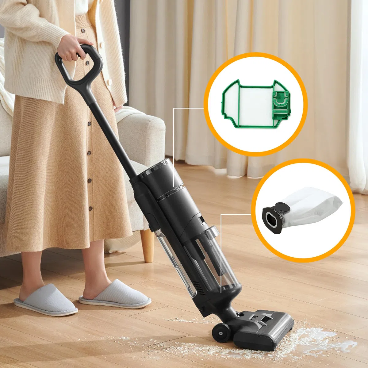 8 sacchetti per aspirapolvere per vorwerk kobold vk7 fp7, sacchetti da filtro avanzato pezzi di ricambio, sacchetto di polvere di ricambio con aspirapolvere VK7 FP7