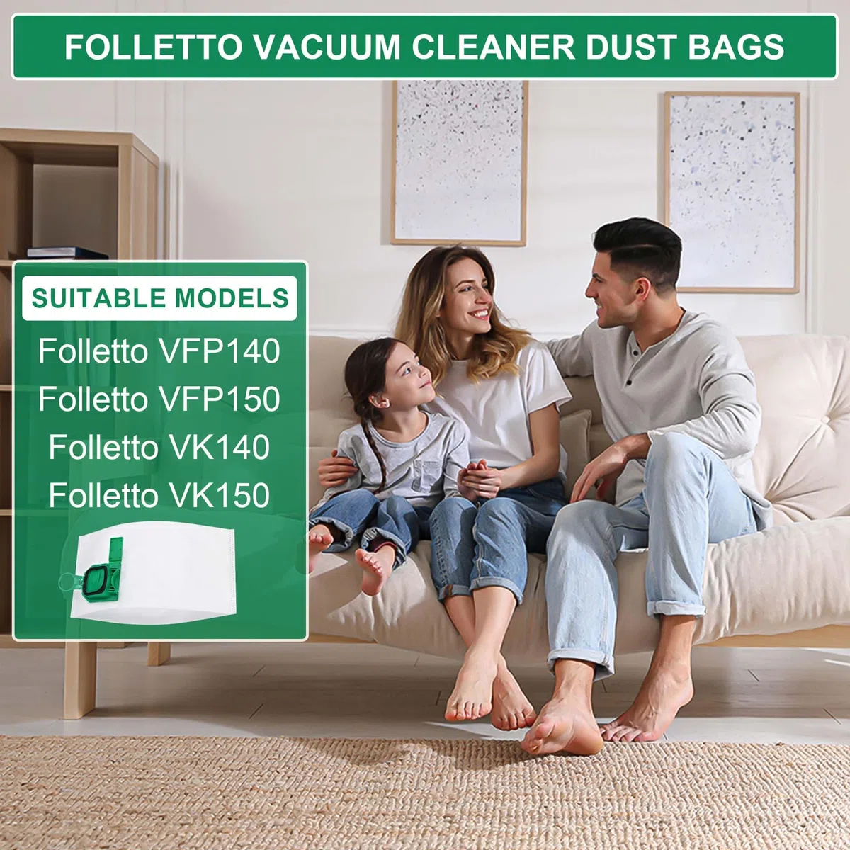 12 sacchetti per la polvere adatti per Vorwerk Kobold VK140, VK150, FP140, FP150 + 2 filtri. Sacchetti filtranti in microfibra ad alta efficienza, resistenti allo strappo e all'abrasione
