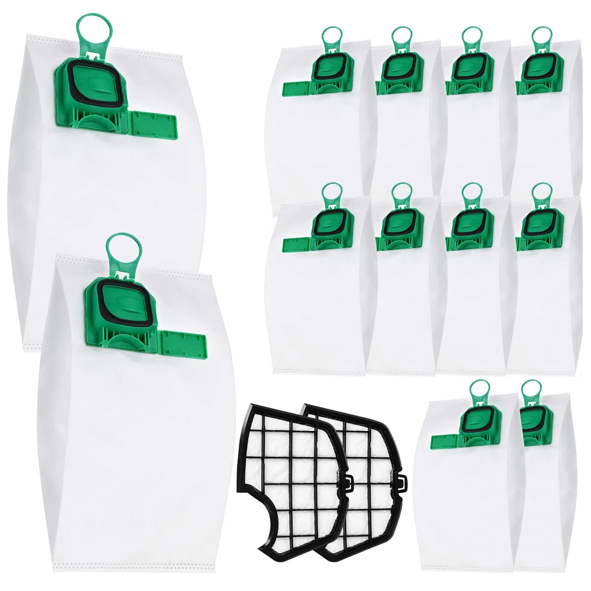 12 sacchetti per la polvere adatti per Vorwerk Kobold VK140, VK150, FP140, FP150 + 2 filtri. Sacchetti filtranti in microfibra ad alta efficienza, resistenti allo strappo e all'abrasione